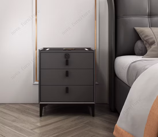 Modern Design Bedroom Bedside Table LED Nightstands Wooden Smart Living Room Furniture Side Table Cabinet