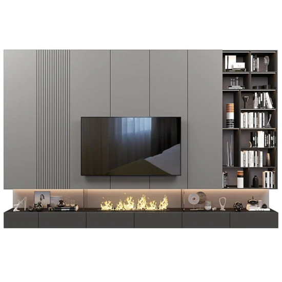 PA 卸売リビング ルームの家具大理石トップ現代 MDF デザイン ガラス電気暖炉木製テレビ スタンド